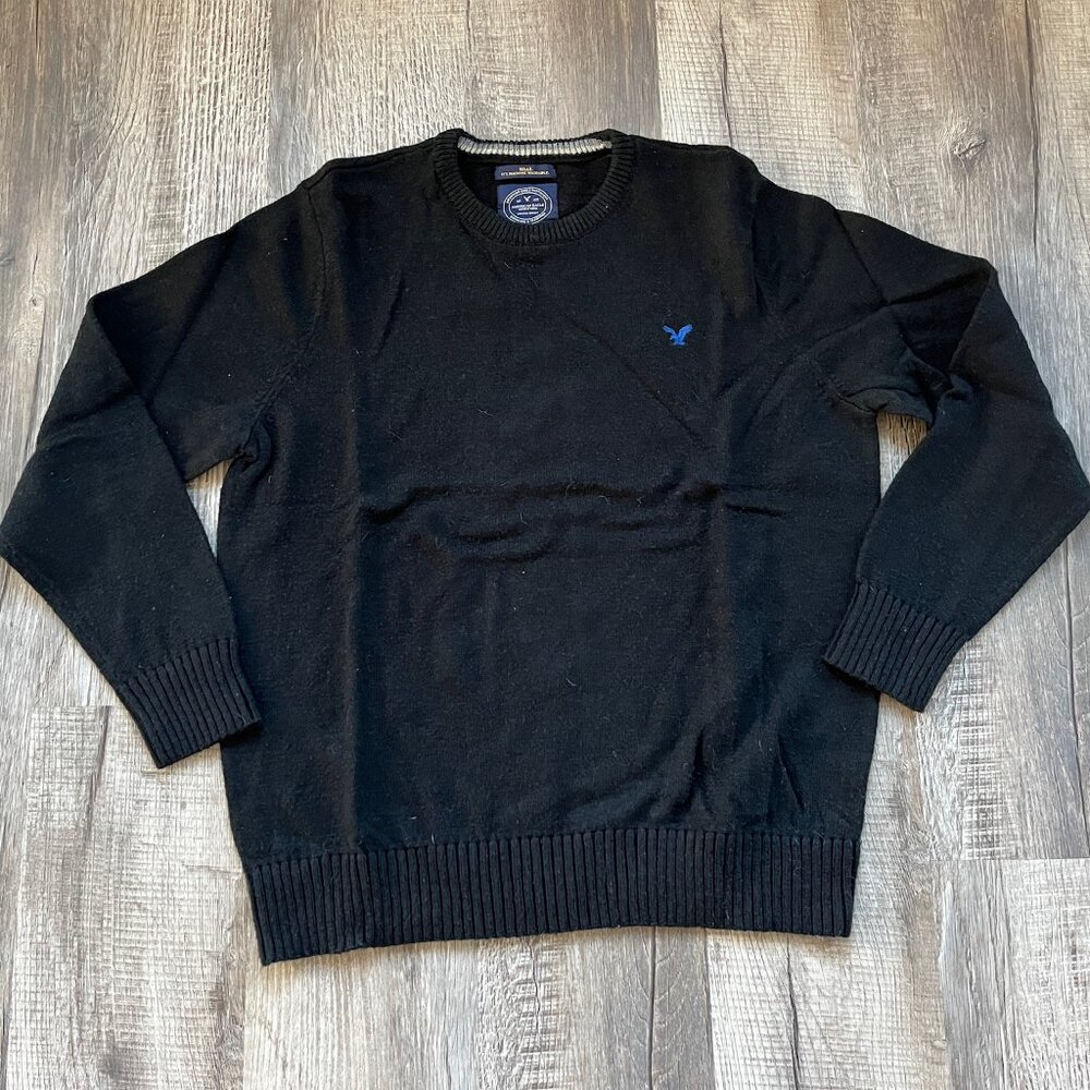 American Eagle Outfitters Black Sweater Mens Size XL Athletic Fit Wool Blend
